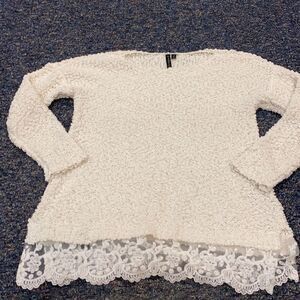 Allie and Rob Cream Laced Hem Sweater sz. M
